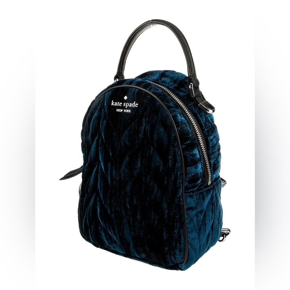 Kate Spade New York Briar Lane Quilted Crushed Velvet Mini Convertible Backpack - Picture 4 of 11